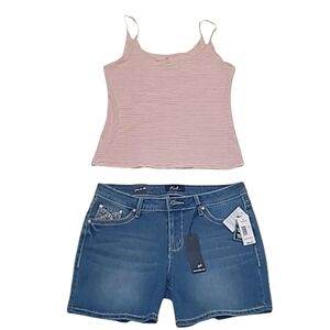 Victoria's Secret Organic Tank Top Pink Stripes Lace Straps Sleeveless Shirt Med